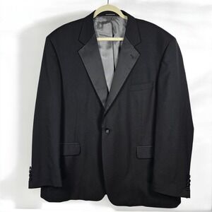 Stafford‎ Essentials Tuxedo Blazer Men's 50 RG Black 100% Wool Formal Party READ